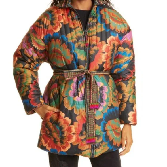 Farm Rio Crazy Mix Reversible Puffer Jacket Dopamine Tropical - Picture 6 of 13